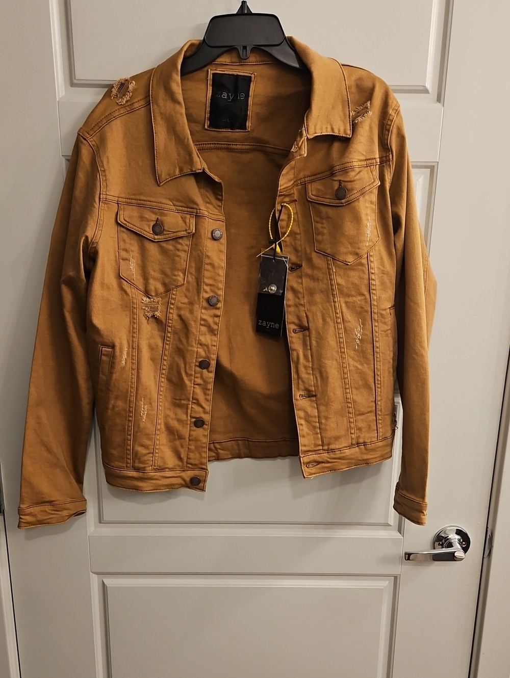 Zayne Men's Mustard Distressed Denim Jacket